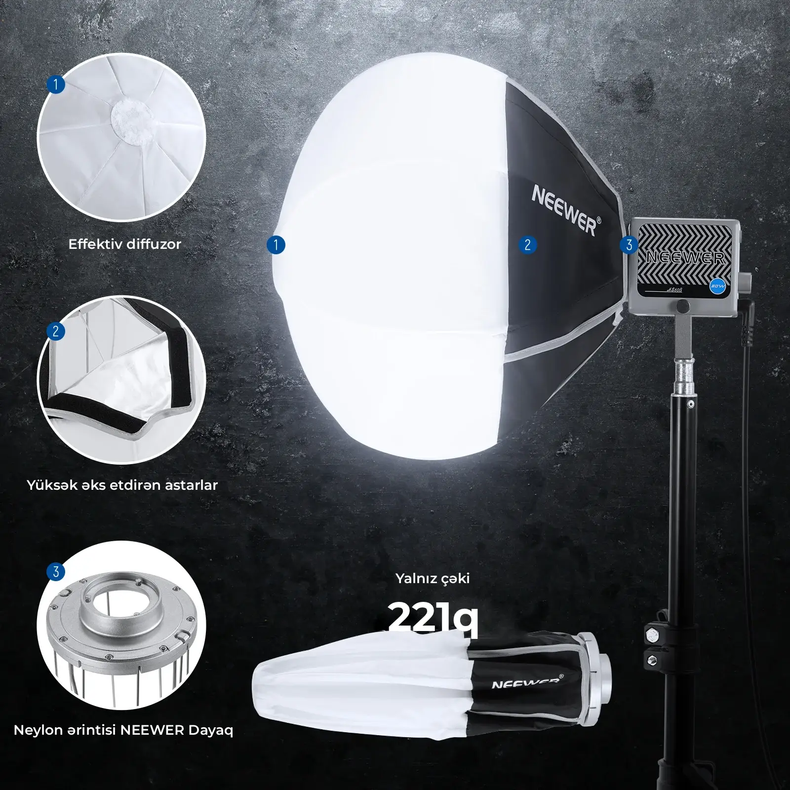 NEEWER NS7L 30 sm Fənər Formalı Softboks