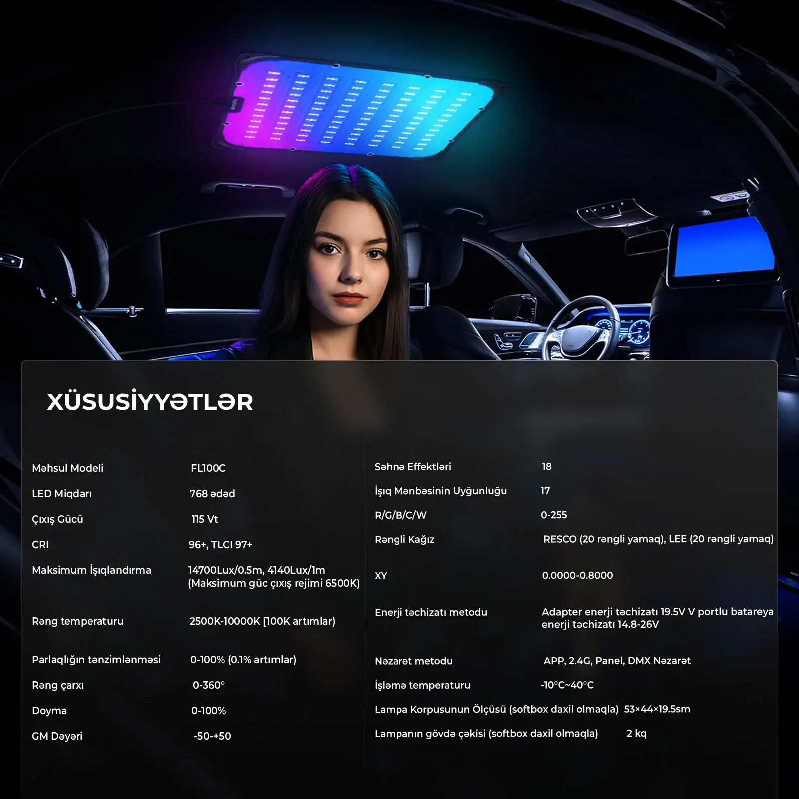 Neewer FL100C 115W DMX Idarəetməli Rgb Video İşıq Dəsti