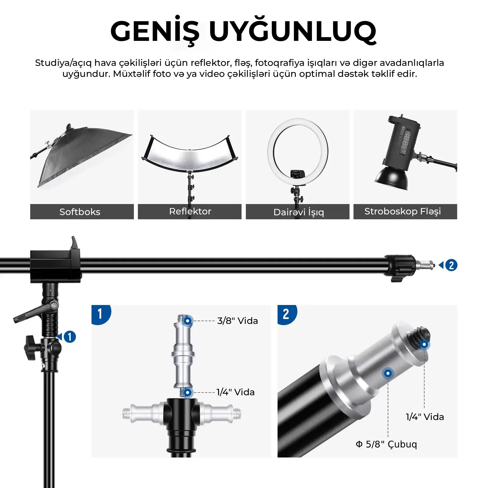NEEWER 300 sm Hava Amartizasiyalı Dayaq