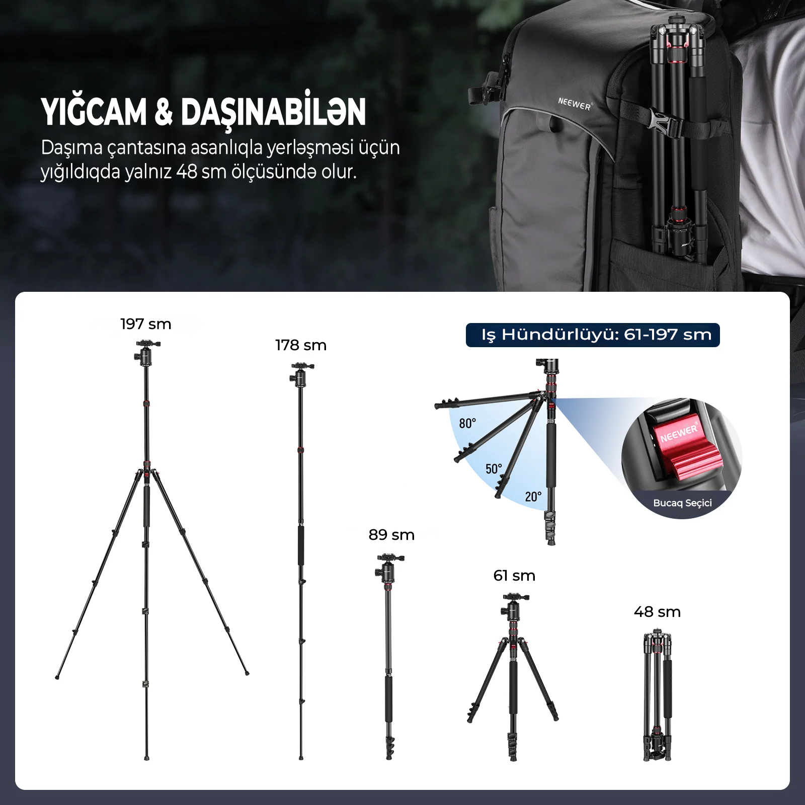 NEEWER 77 Alminium Kamera Monopod Tripod