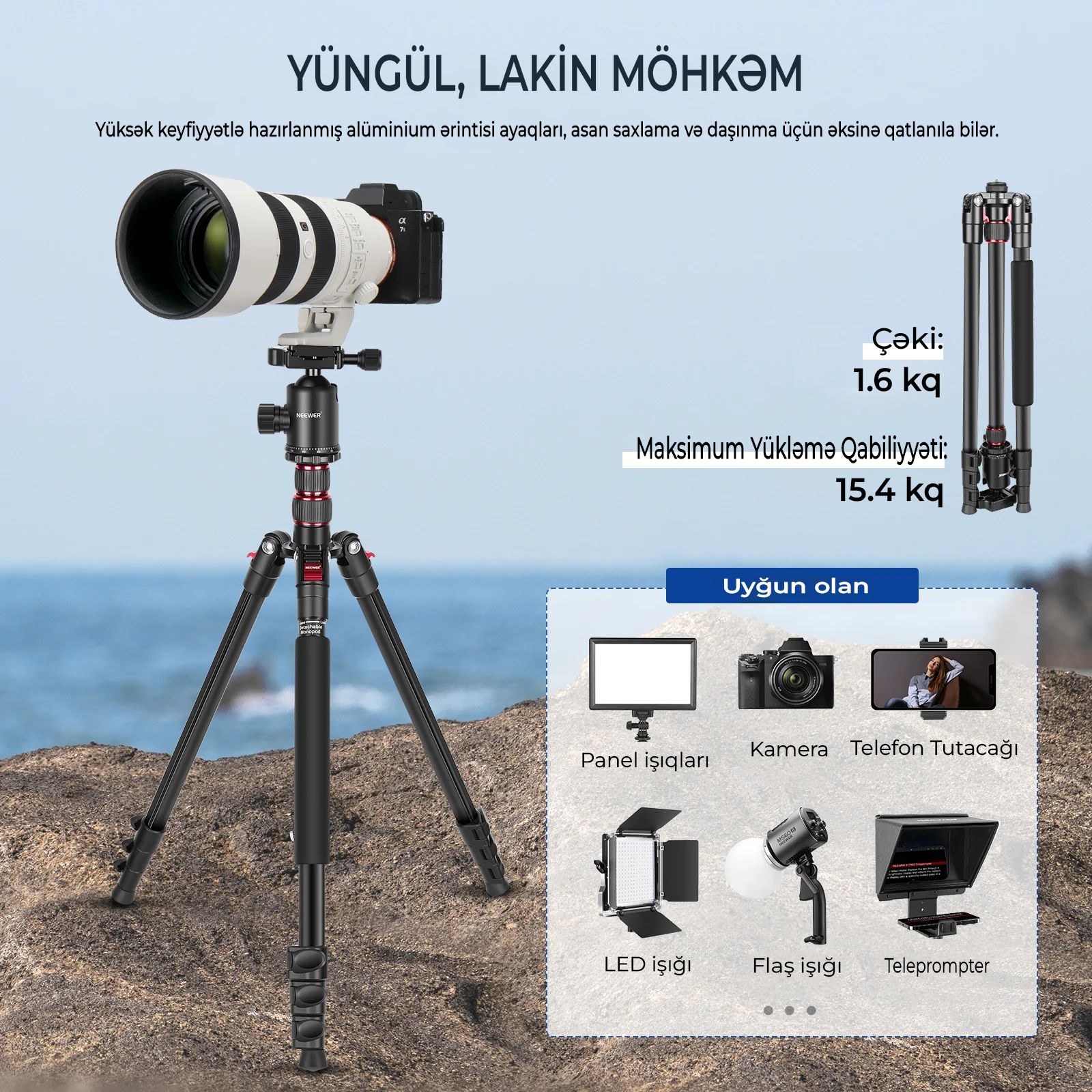 NEEWER 77 Alminium Kamera Monopod Tripod