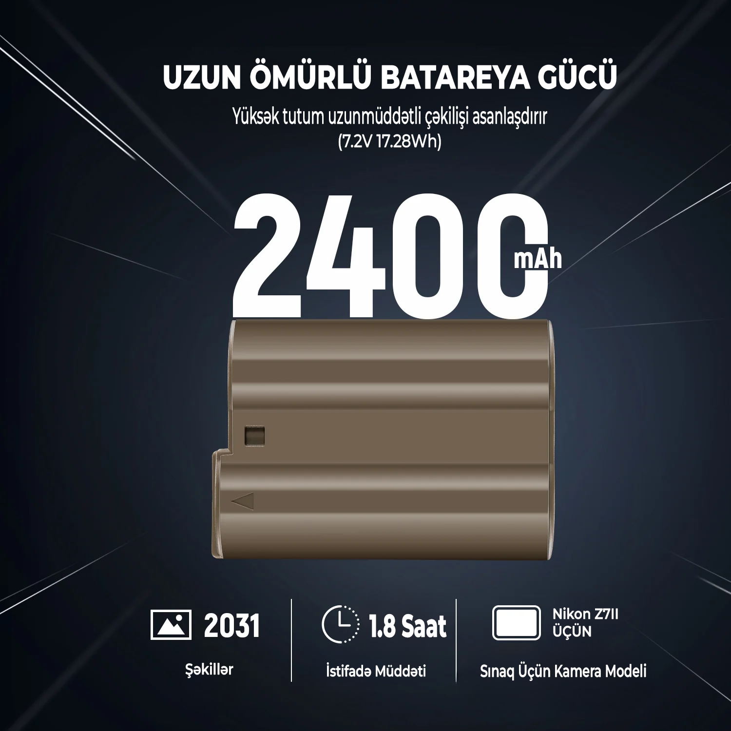 NEEWER 2400mAh EN-EL15c Batareya Nikon Zf Z8 Z7 II Z6 II Z5 üçün