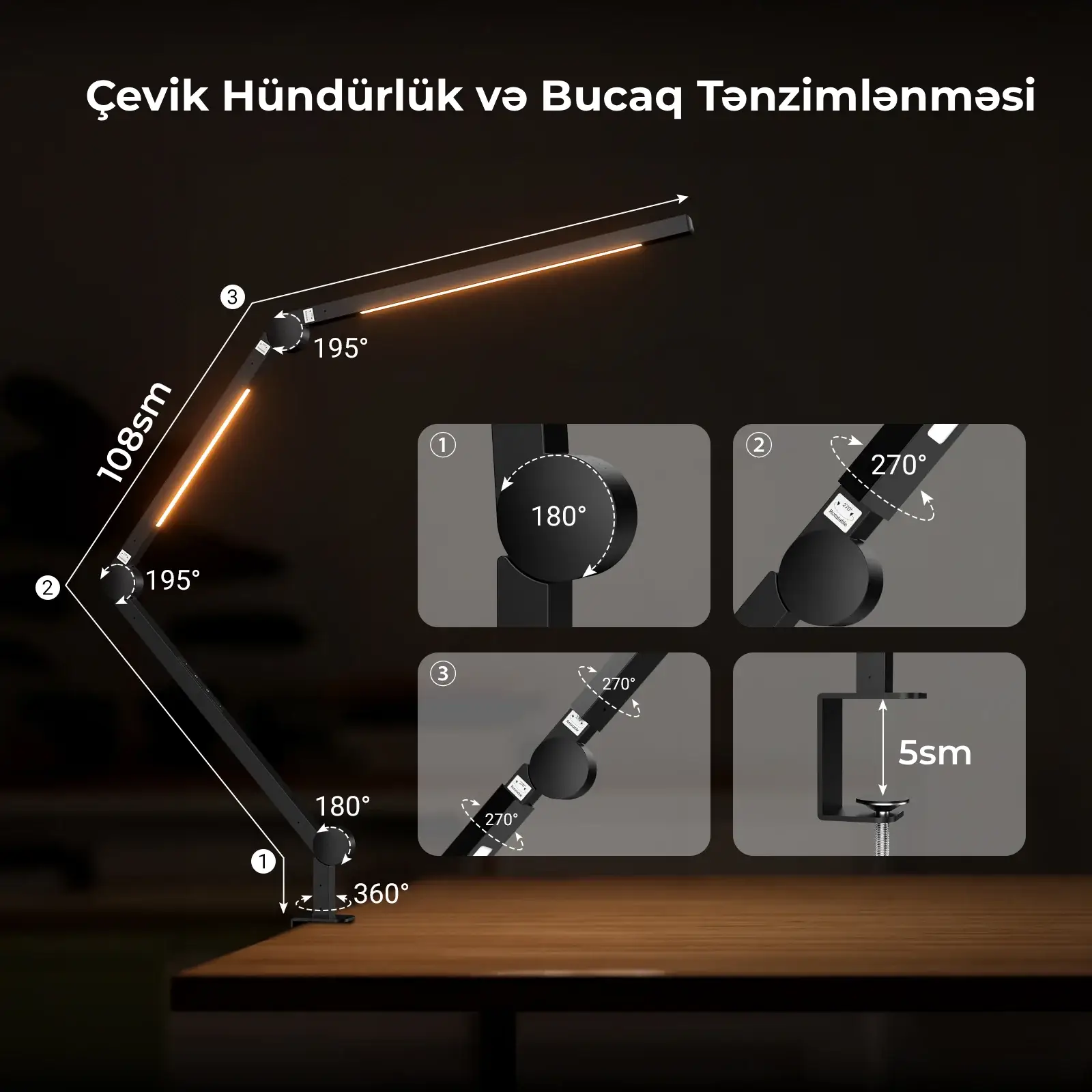 Neewer ME-DL02 12W Masa üçün Qısqaclı LED İşıq