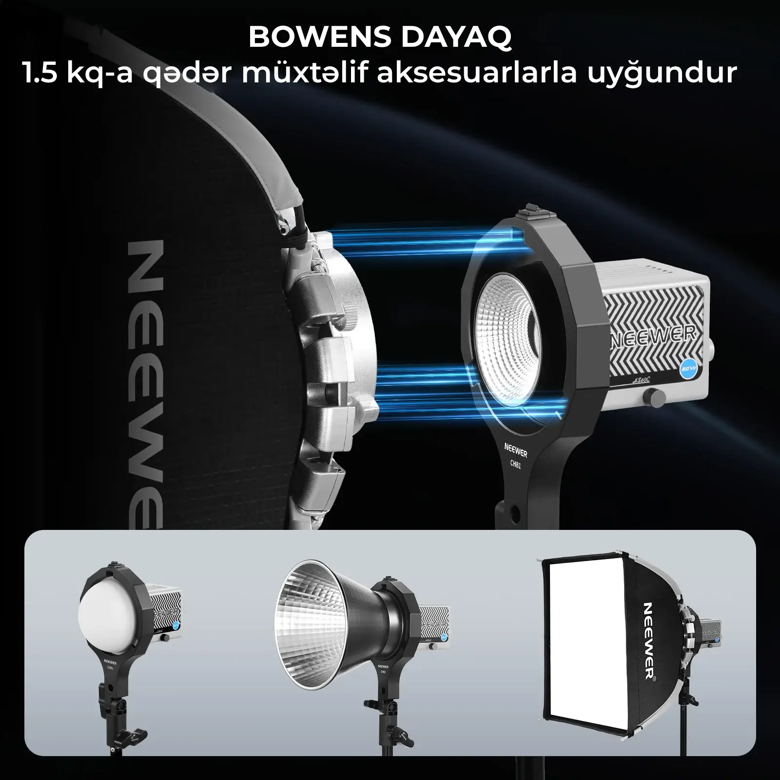 Neewer CHB1 Bowens Mount Adapteri (HS60B/HB60S üçün)