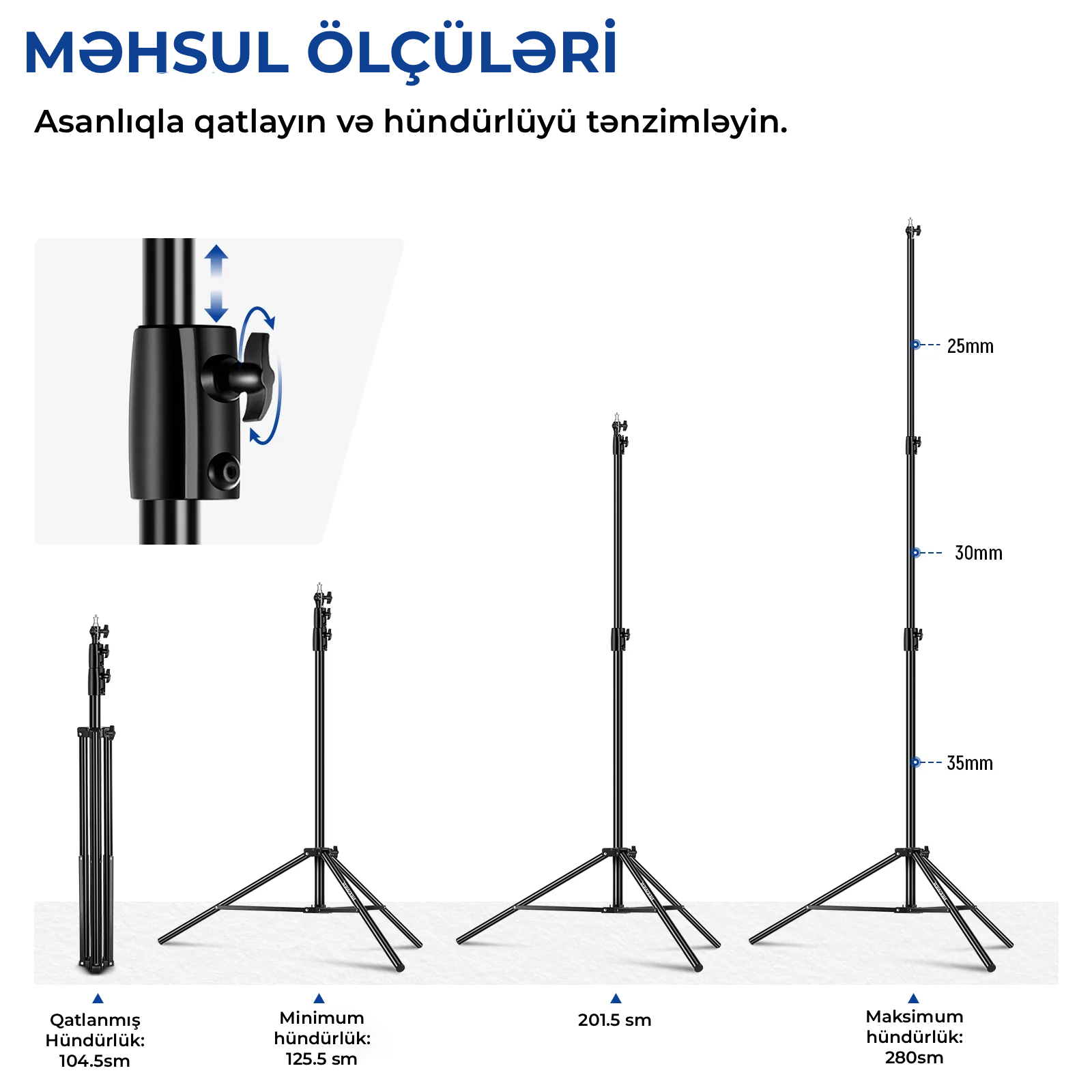 Neewer ST-280AC 280 sm Hava Amortizasiyalı Ağır Dayaq