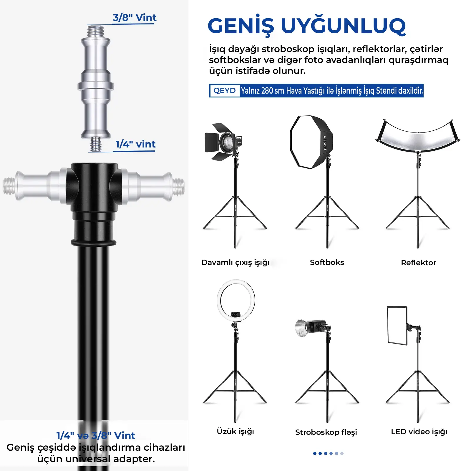 Neewer ST-280AC 280 sm Hava Amortizasiyalı Ağır Dayaq