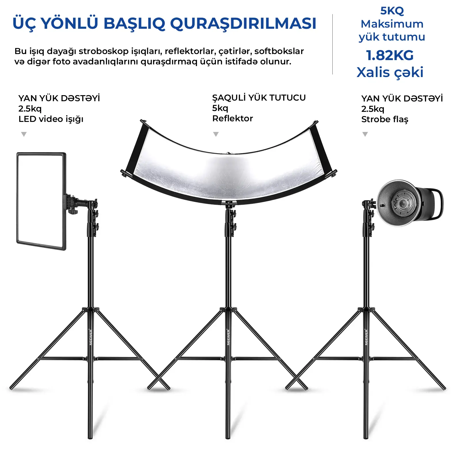 Neewer ST-280AC 280 sm Hava Amortizasiyalı Ağır Dayaq