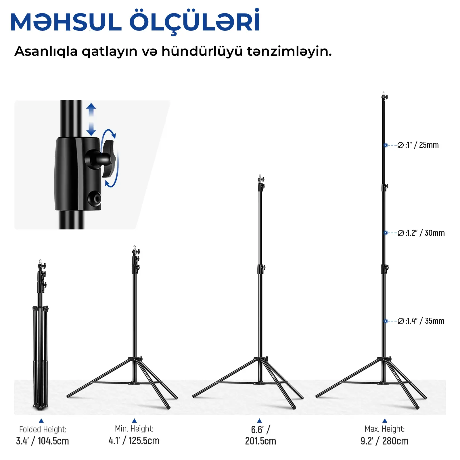 Neewer ST-280AC 280 sm Hava Amortizasiyalı Ağır Dayaq