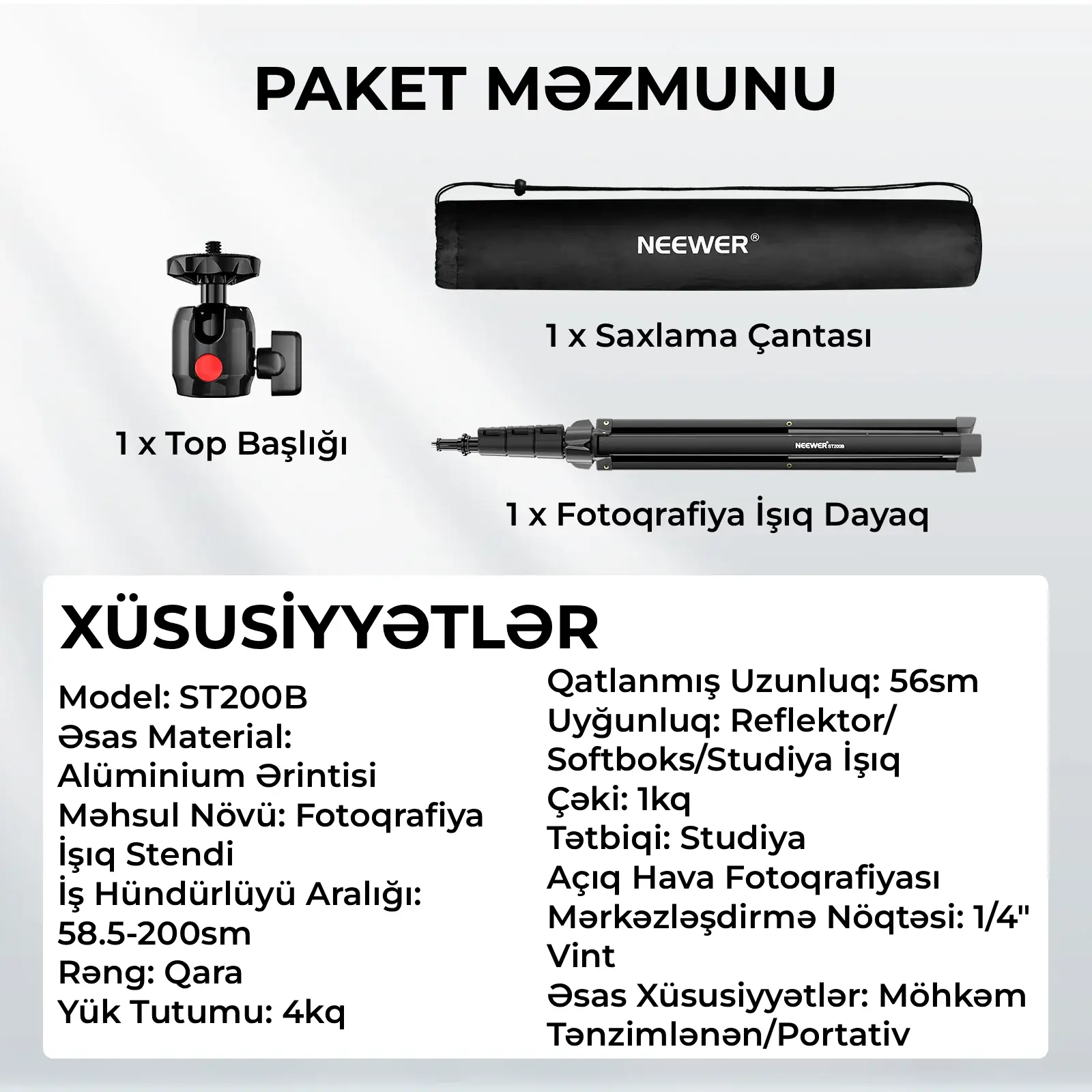 Neewer ST200B 200 sm Dayaq