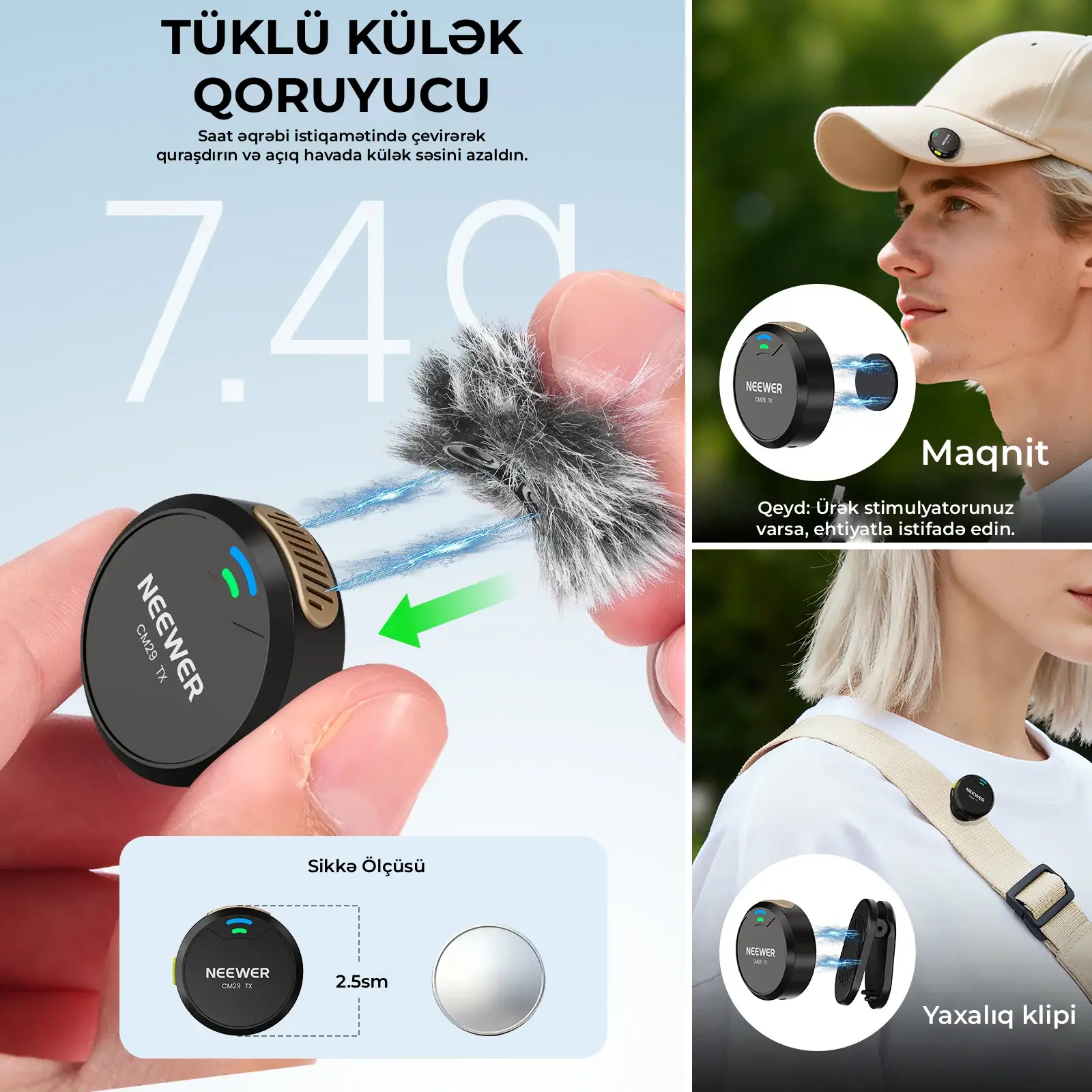 Neewer CM29 Simsiz Yaxa Mikrofonu