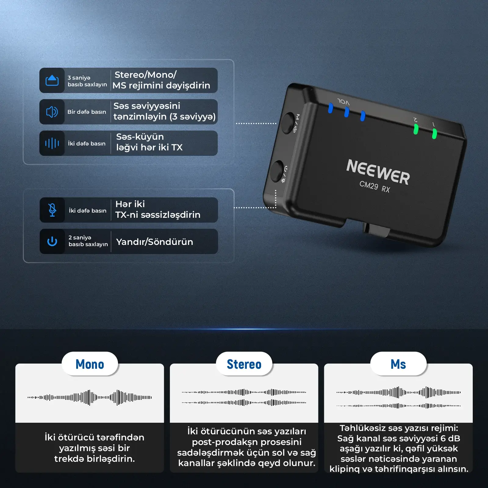 Neewer CM29 Simsiz Yaxa Mikrofonu