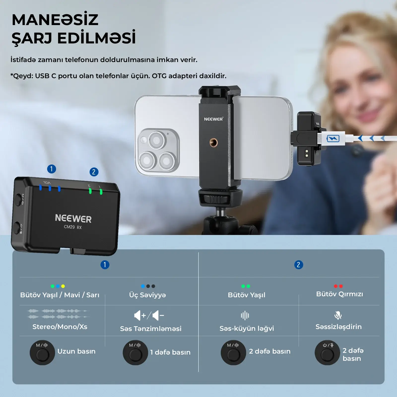 Neewer CM29 Simsiz Yaxa Mikrofonu