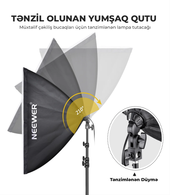 Neewer 700W Fotoqraf Softboks Dəsti 3 Lampalı