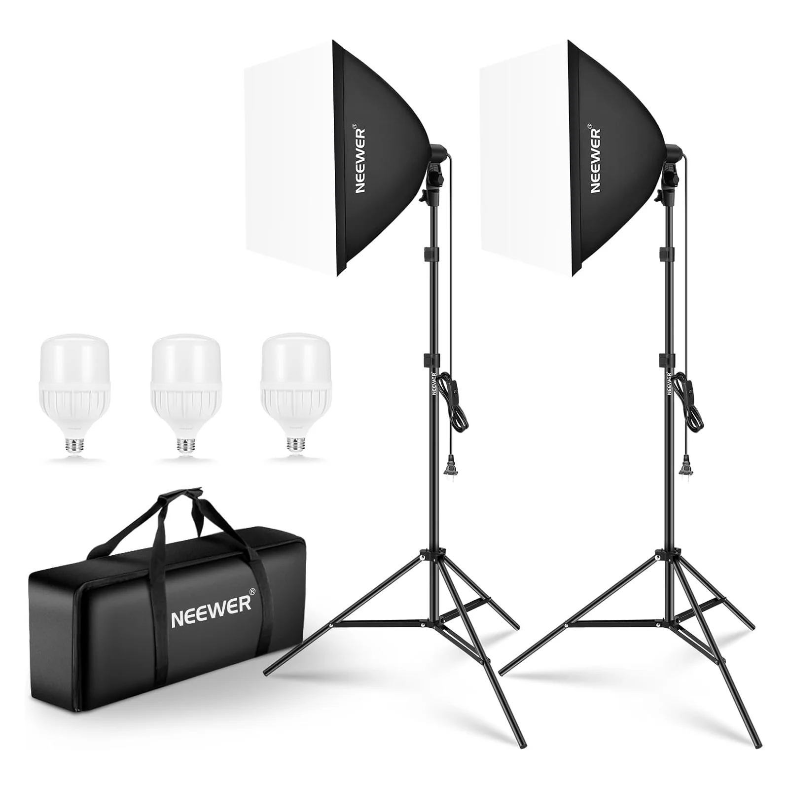 Neewer 700W Fotoqraf Softboks Dəsti 3 Lampalı
