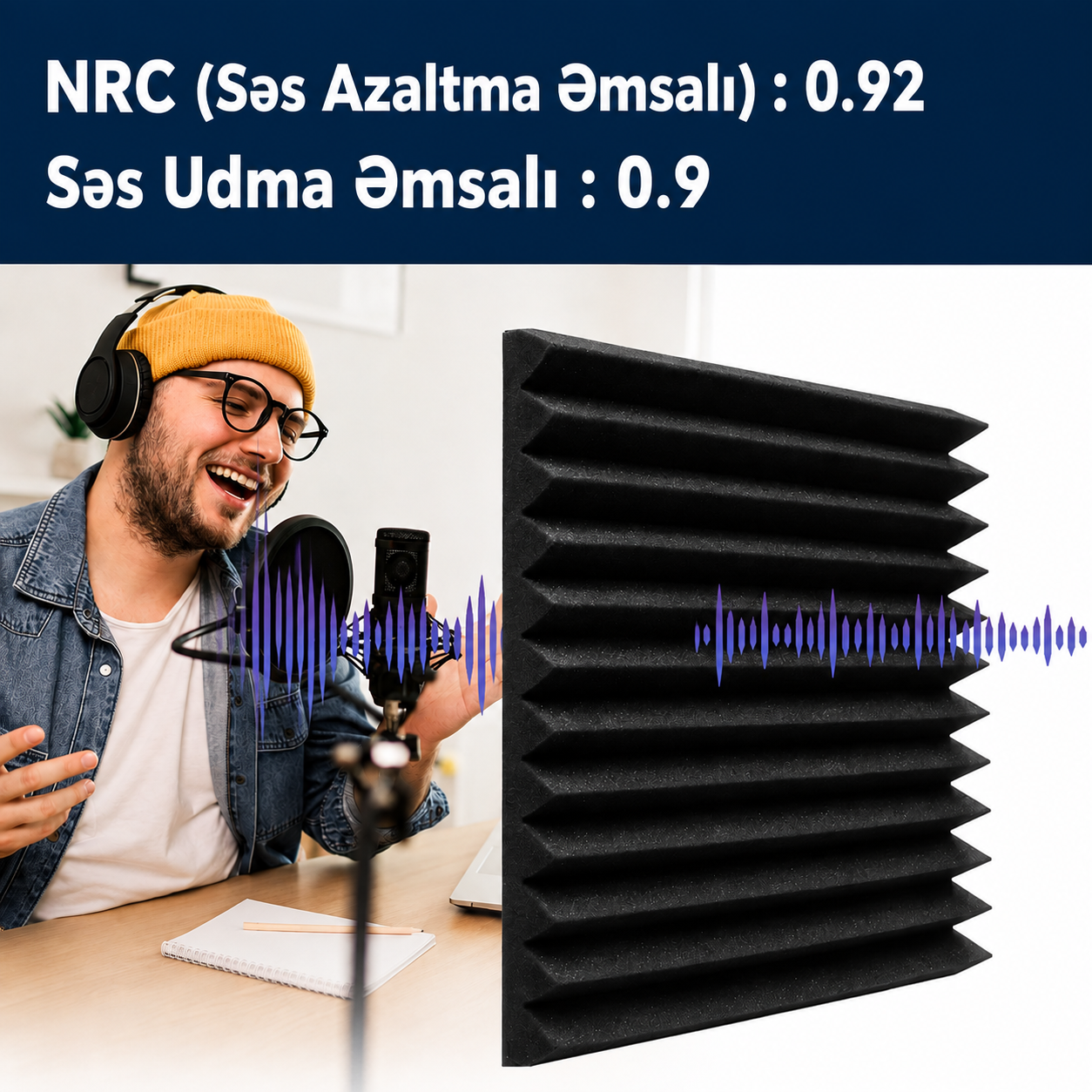 Üçbucaq Şəkilli Yapışqansız Akustik Panel 5 sm Qalınlıq (24 ədəd)