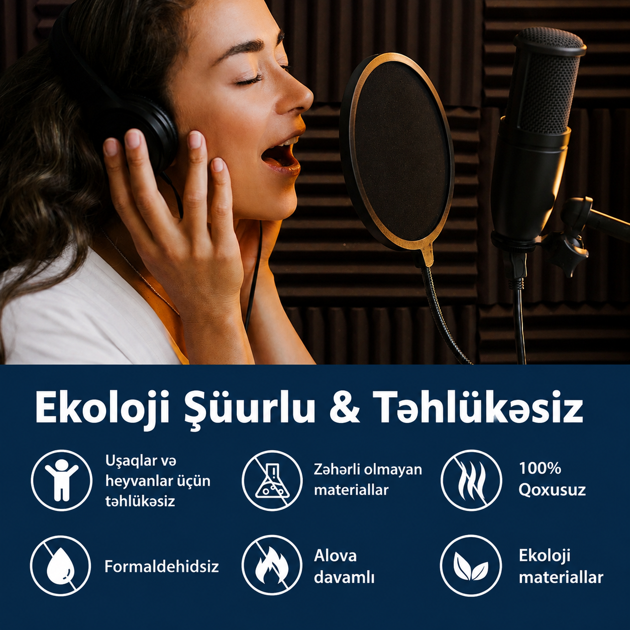 Üçbucaq Şəkilli Yapışqansız Akustik Panel 5 sm Qalınlıq (24 ədəd)