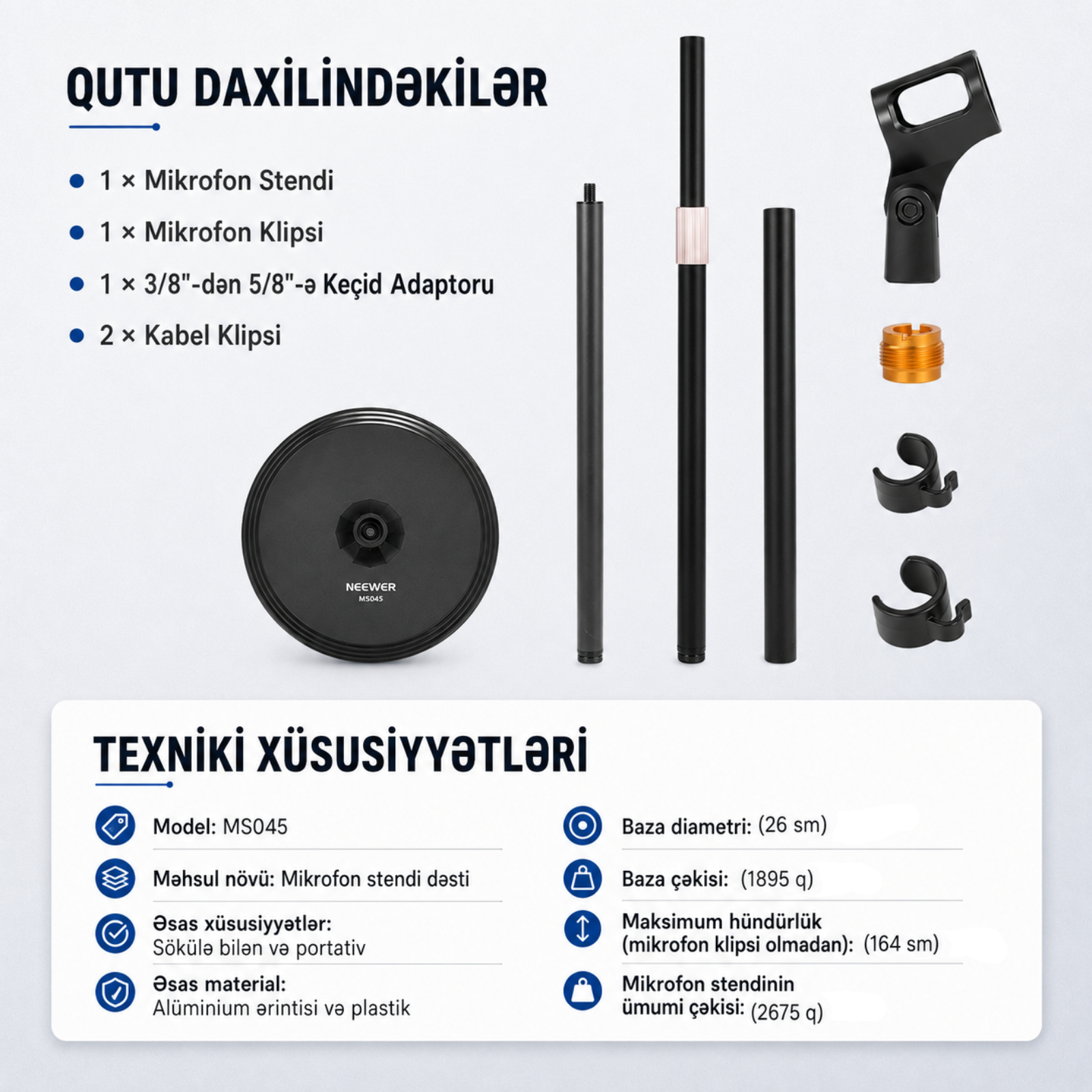Neewer MS045 Döşəmə üçün Mikrofon Dayağı