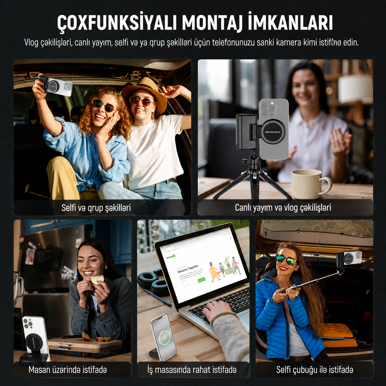 Neewer WS-25001 Maqnitli Telefon Kamera Tutacağı