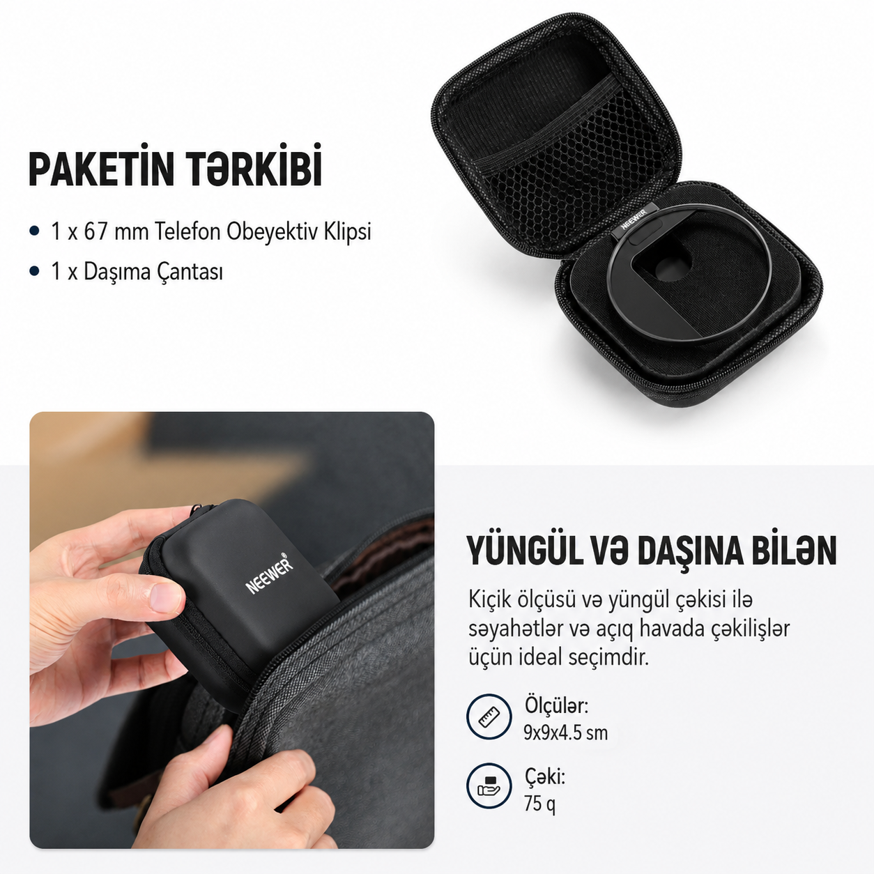 Neewer LA006 67mm Telefon Filteri Adapteri
