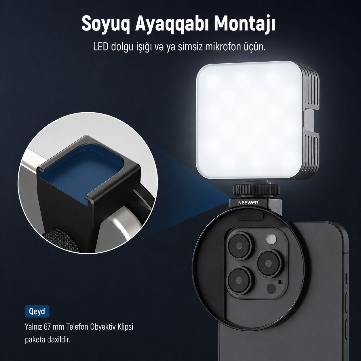 Neewer LA006 67mm Telefon Filteri Adapteri