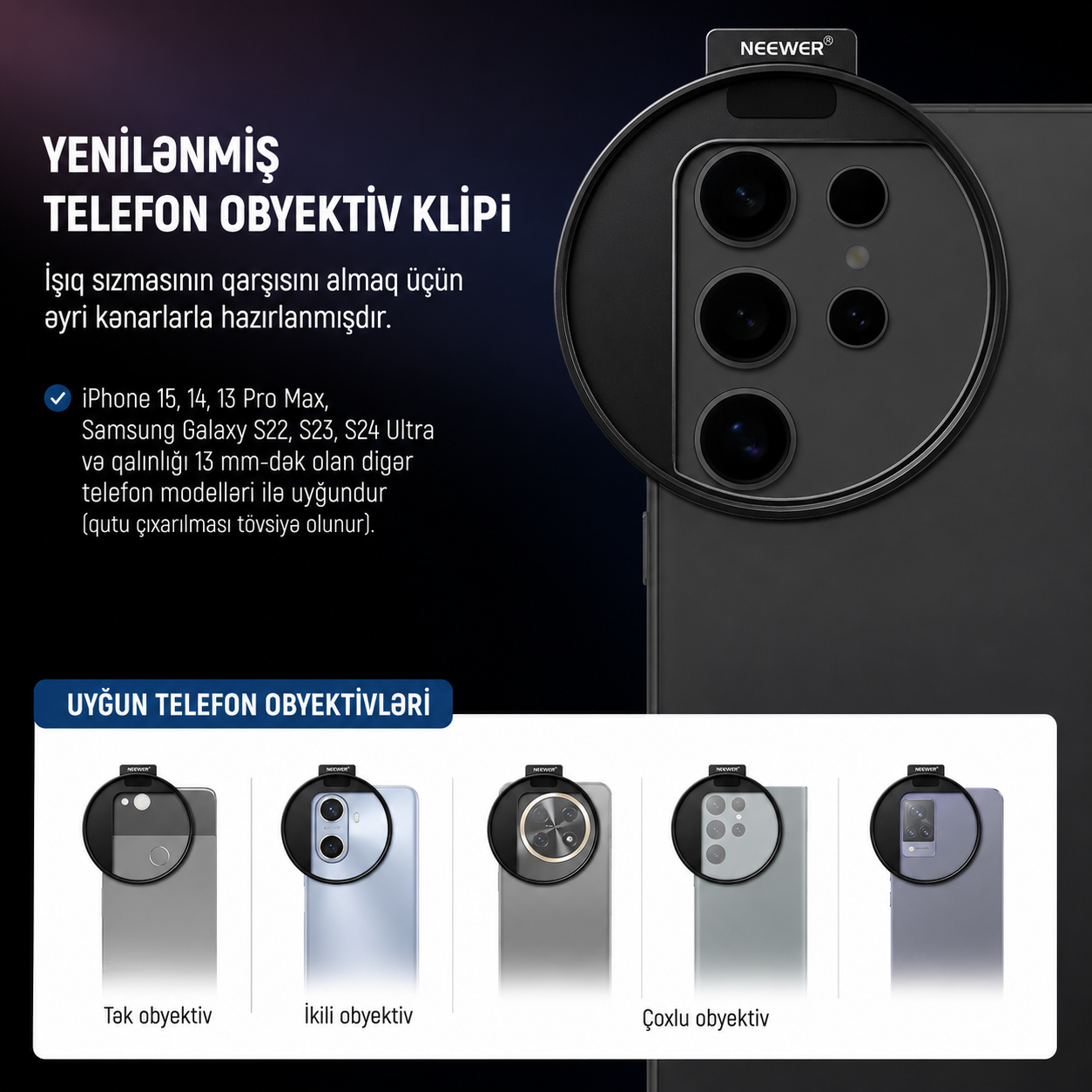 Neewer LA006 67mm Telefon Filteri Adapteri