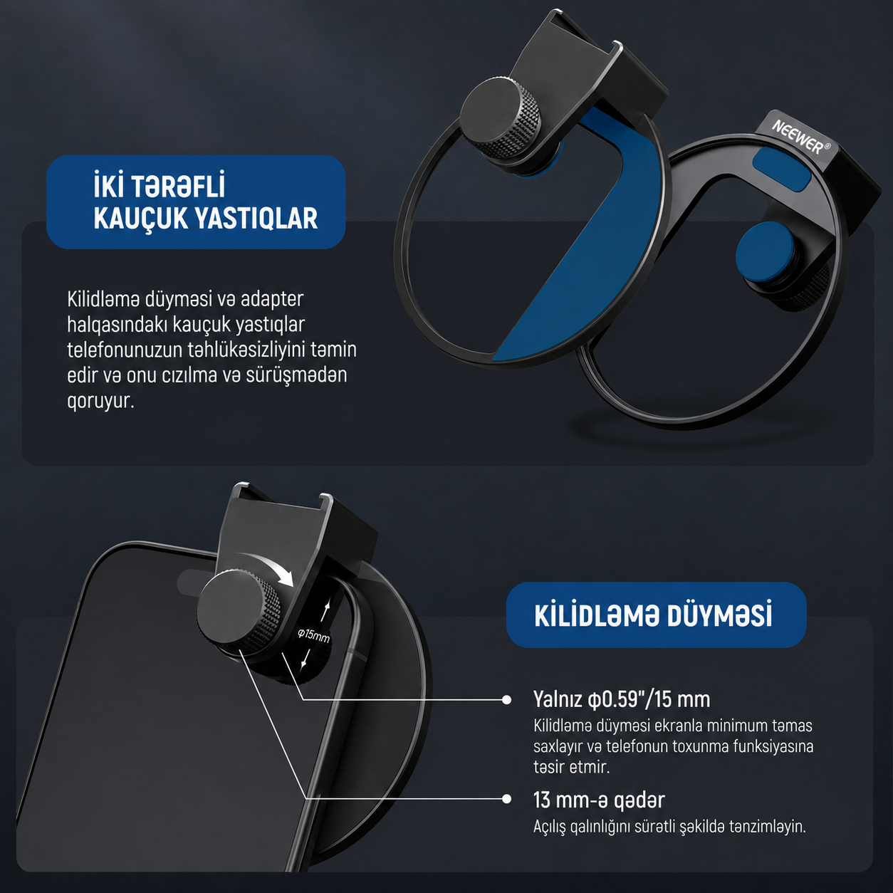 Neewer LA006 67mm Telefon Filteri Adapteri