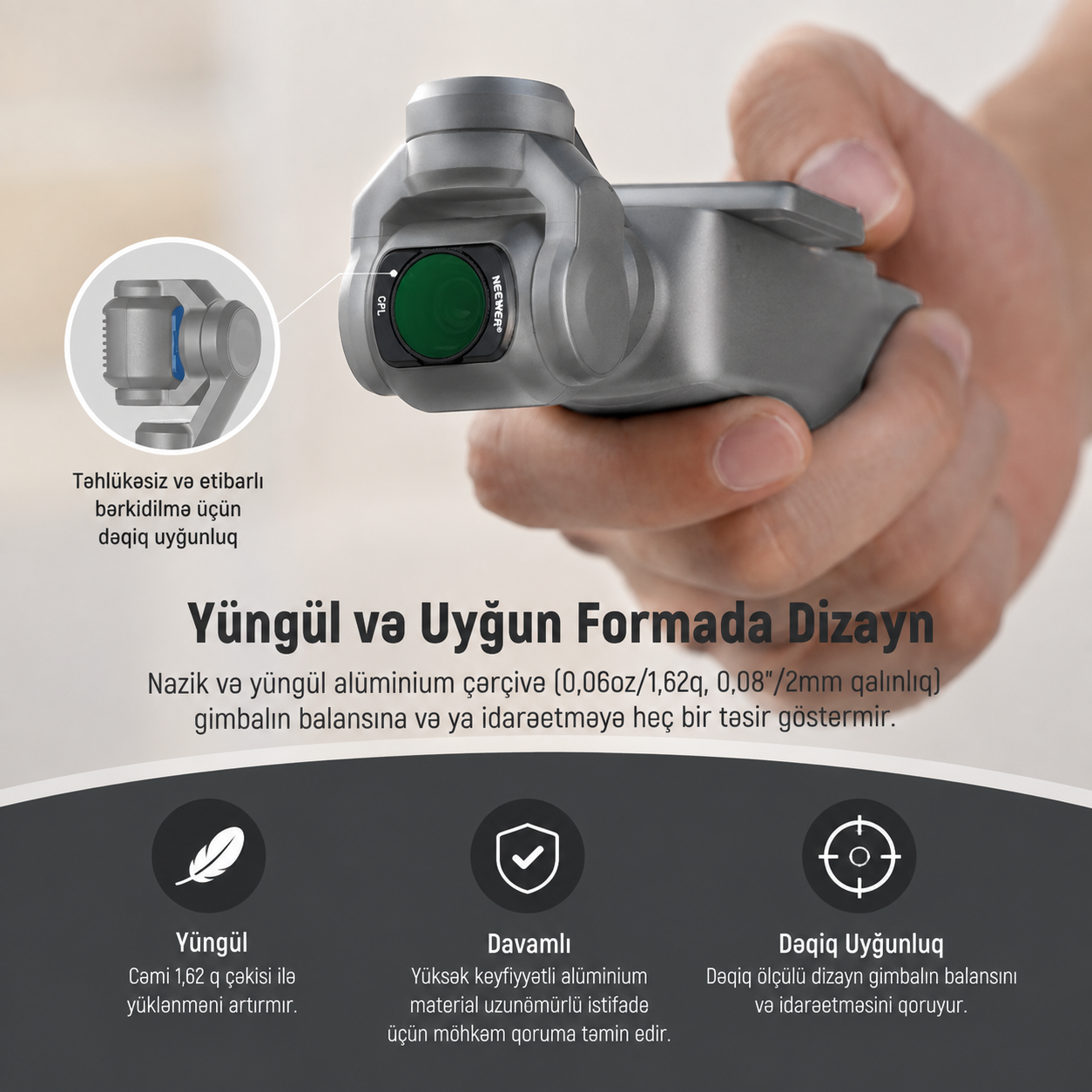 Neewer FL-P6 Pocket 3 / Pocket 4 / üçün Maqnitli ND/CPL/UV Filter Dəsti