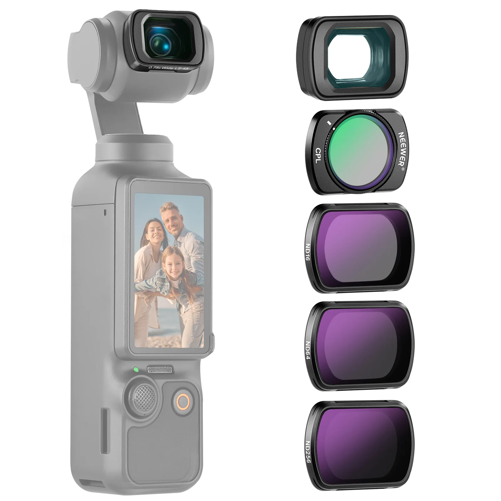 Neewer FL-B08 Pocket 3 / Pocket 4 /üçün ND Filter və 0.75x Geniş Bucaqlı Linza Dəsti