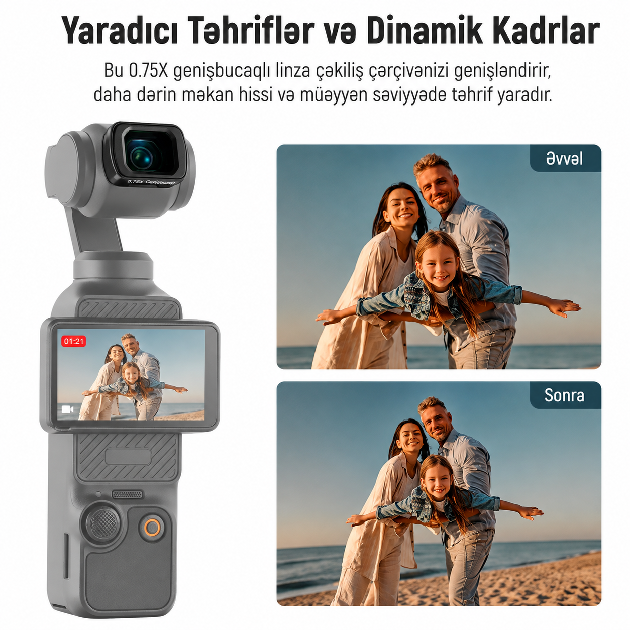 Neewer FL-B08 Pocket 3 / Pocket 4 /üçün ND Filter və 0.75x Geniş Bucaqlı Linza Dəsti