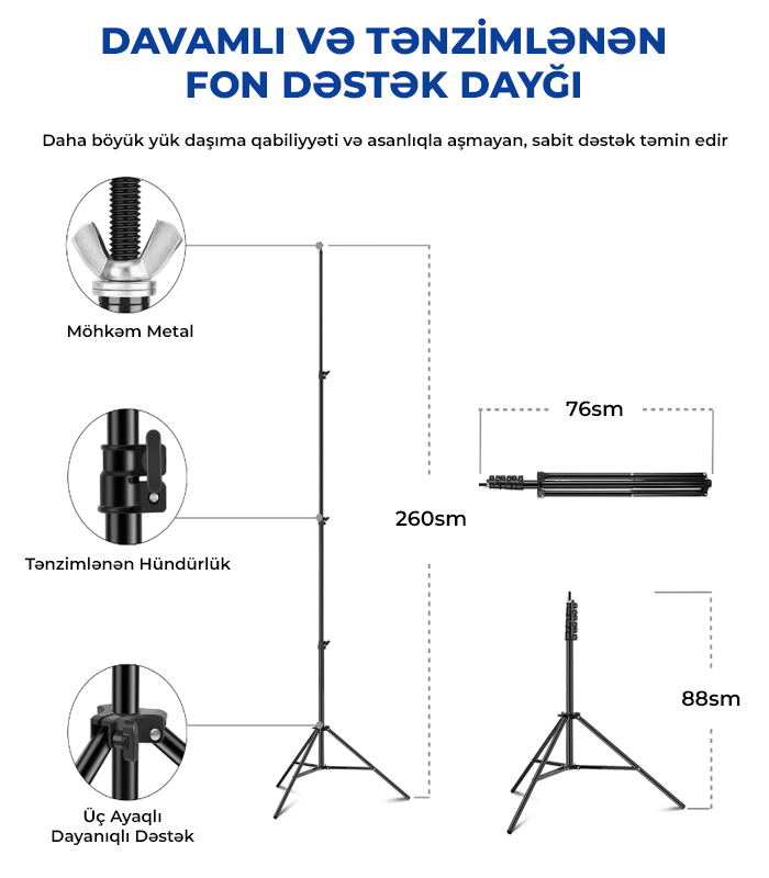 NEEWER Arxa Fon Dayaq Dəsti 2.6 x 3 metr