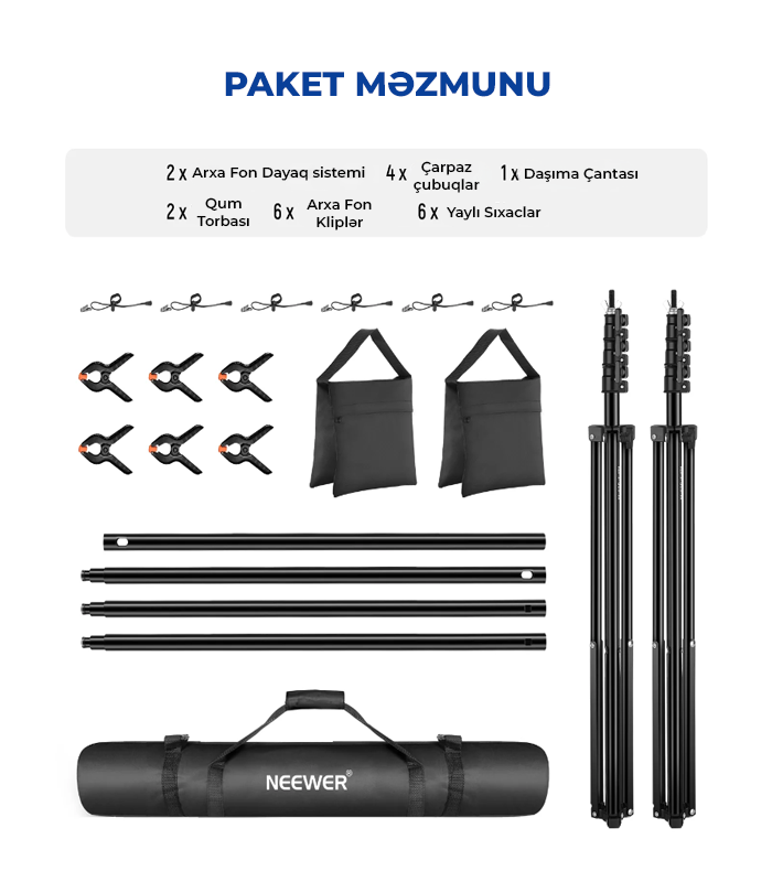 NEEWER Arxa Fon Dayaq Dəsti 2.6 x 3 metr